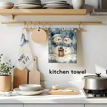 1 set/2 piezas/100 piezas Paños de cocina y paños de platos con diseño de muñecos de nieve con linternas y ramas de pino, adecuados para decoración de interiores en restaurantes, cocinas y baños, decoración de fiestas, regalos festivos, como regalo