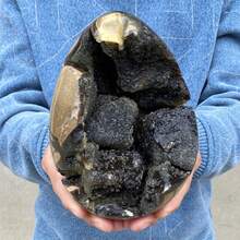 Black Turtle Shell Stone Egg Crystal Stone(Rock Crystal Has Natural Cracks, Not Damage. - Multicolor - View 6