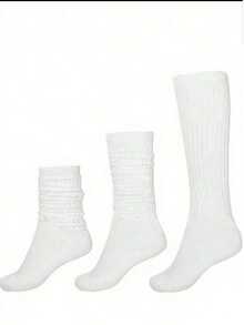 6 Pairs Women's Assorted Color Slouch Crew Socks, Slouchy Socks, Fashionable & Versatile For Daily Wear, Soft & Comfortable, Moisture-Wicking, Back To School, Fall