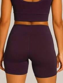 POLYAMIDE BLACKOUT SHORTS WITH POCKET - Uva - View 3
