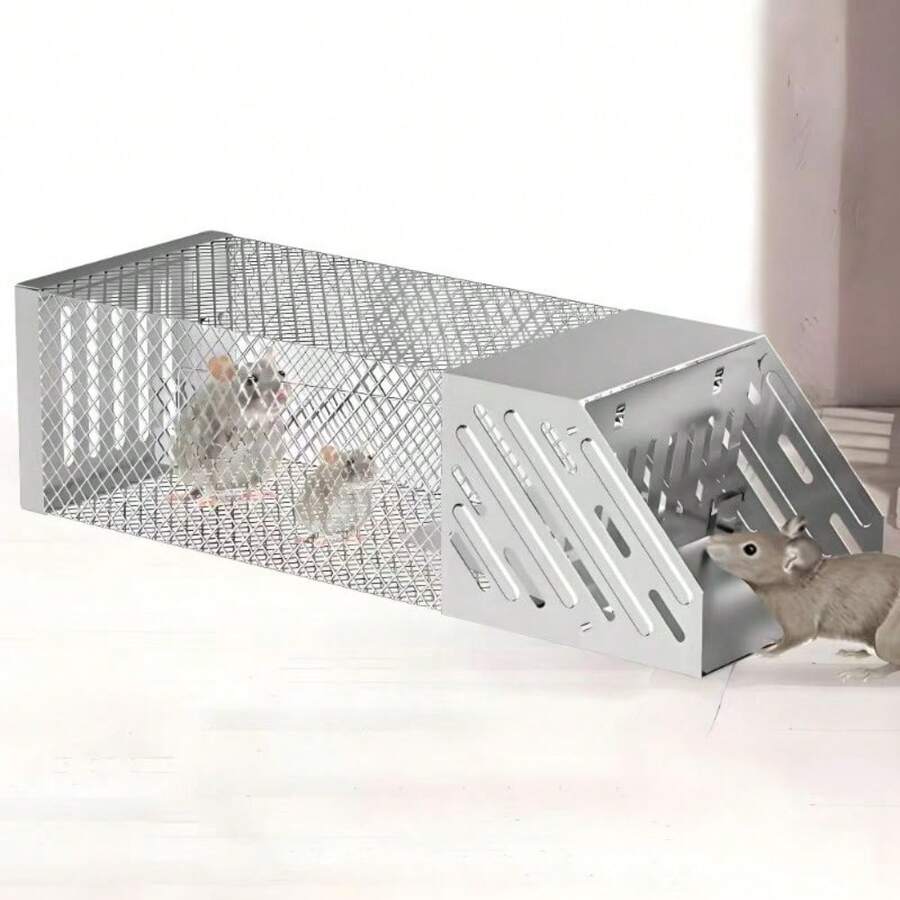 Metal Rodent Trap With Quick Sensitive Pedal Trigger - Catches Rats, Mice, Chipmunks & Squirrels, Indoor & Outdoor Use For Homes, Gardens & Sheds, Must-Have For Pest Control - Silver - View 1