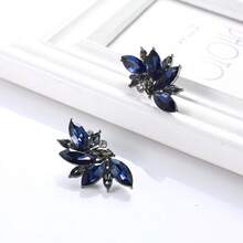 Fashionable Minimalist Colorful Diamond Series Geometric Glass Rhinestone Sparkling Fully Paved Drop Earrings