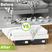 A Bed With Wheels For Storage, 2 Sets Of Bed Storage Containers With Transparent Lids, Bed Storage Boxes For Shoes And Clothes, A Rollable Bed Storage Box For Clothes, Shoes And Blankets, Two Boxes For Sorting Shoes And Clothes. - Black - View 6