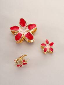 3个锌合金珐琅百合花发夹，可爱女孩夏季海滩度假发夹，雏菊花发夹，女士半包发夹，发爪，仙女发夹（随机款式纸盒包装） - 彩色 - 查看 7