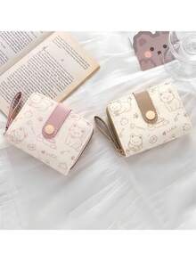 Short Women's Wallet Simple Cute Kitten Pattern Coin Purse Multi-Functional Card Holder With Multiple Card Slots Money Bag For Women Wallet Mini Wallet Purse Wallet Fall Autumn Cute Wallet Small Wallet Wristlet Wallet