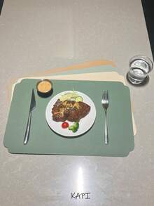 2/4/6pcs PU Placemat Set, Suitable For Indoor & Outdoor Kitchen Dining Table, Washable & Heat Resistant, Wipe Clean Placemats & Coasters, Applicable For Camping, Holiday, Wedding, Party - Multicolor - View 28