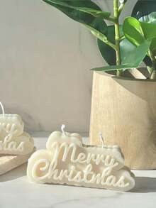 1pc Christmas Blessing Silicone Mold, Suitable For Scented Candles, Plaster Art Letters, Resin Text Shaping And Clay DIY, Widely Used For Homemade Crafts, Studio Decor Design, And Art Relaxation Creation, Highly Practical And Easy To Clean.