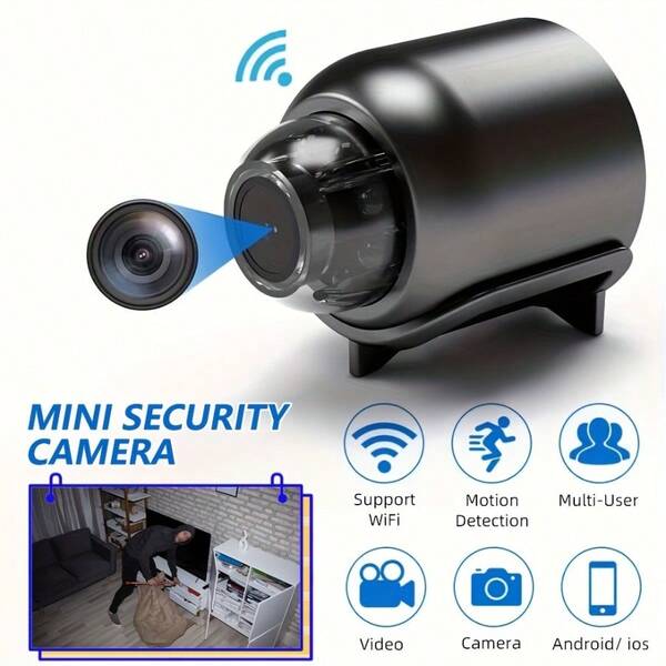 Mini WiFi Security Camera With Remote Viewing And Night Vision - Wireless Indoor Nanny Cam, 480P HD Video Surveillance, Motion Detection, Alert Notifications, USB Powered, Ideal For Home, Office, Pet Monitoring, Indoor Surveillance, Compact Design, Durable Construction