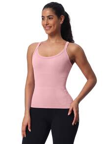 MathCat Workout Tank Tops For Women With Built In Bra, Sleeveless Gym Tops Seamless Racerback Athletic Yoga Shirts - Hồng - Xem 5