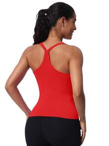 MathCat Workout Tank Tops For Women With Built In Bra, Sleeveless Gym Tops Seamless Racerback Athletic Yoga Shirts - 紅色 - 查看 4