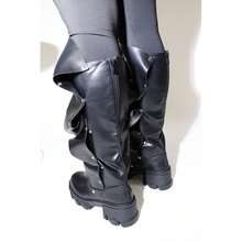 Women Mid Calf Slouchy Boot Fashion Detachable Shoes - 紅色 - 查看 3
