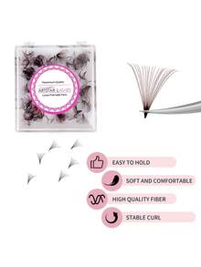 ARTSTAR Curl D 500 Fans Dark Brown Fan Lashes Eyelash Extensions 4D 5D 6D 8D 10D 12D 16D 20D Pointy Base Premade Medium Stem Sharp Thin Russian VolumeLash Brown Lashes - D - View 7