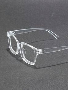 1/2pairs Men Square Frame Simple Delicate Classy Aesthetic Popular Design Clear Glasses For Back-To-School Essentials,Reading,Office Outfit Accessories