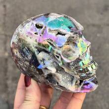 1pc Sphalerite Dragon Head Carving/Skull/Square - Handcrafted Iridescent Multicolor Ornament, Unique Birthday Gift For Women, Home & Office Desk Decor, Collectible Art, Dragon Decor, Office Decoration, Mythical Decor, Iridescent Finish, Intricate Detailing, Fantasy Decor, Highquality Ornament, Fantasy Sculpture, Fantasy Lovers-Christmas And Halloween Gifts - 彩色 - 查看 11