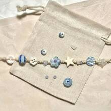 Adjustable Size Ceramic Apple, Planet Bracelet, Fruit, Planet, Button, Starfish, Flower And Other Elements, Ceramic, Flowing Material Combination, Cute Bracelet, Suitable For School Season, Birthday,, New Year And Valentine's Day Gifts, For Family And Friends, Suitable For All Scenarios, Halloween, Outfit Gifts - 紅蘋果 - 查看 3