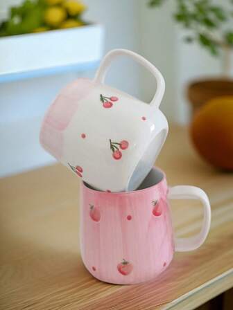 1pc Creative Handpainted Ceramic Ombre Mug, Minimalist Elegant Design Latte Coffee Cup, Suitable For Home Water Cup, Restaurant Cup, Couple Cup, Gift