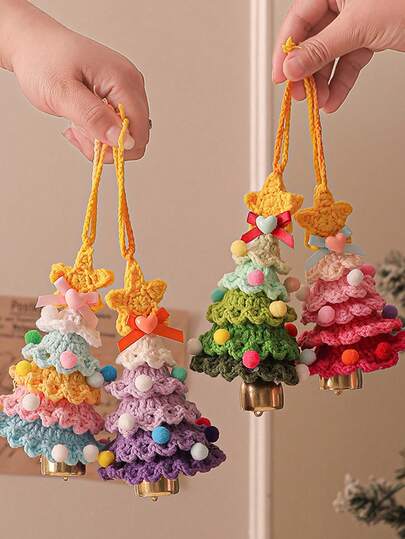 1PC Knitted Christmas Ornaments Cute Christmas Hanging Decoration Christmas Bells Mini Christmas Pendant Car Rearview Mirror Pendant Car Decoration Accessories Suitable For Christmas Tree Christmas Party Decoration, Celebration, Photography Props, Valentine's Day, Mother's Day, Thanksgiving, Christmas Scene, Perfect Holiday Gifts, Seasonal Decorations, Merry Christmas Christmas Decorations Winter Room Decor