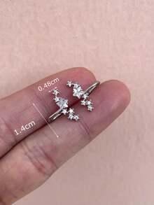 2 Pieces Crystal Star Clip Earrings For Women Cubic Zirconia No Hole Fake Earrings Ear Bone Clip On Ear Cuffs Without Piercing