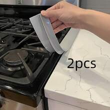 2pcs Silicone Gap Sealing Strips, Durable, Suitable For High Temperature In Kitchen,, Anti-Stain, Clean Without Debris -  (Black / White) - 彩色 - 查看 1