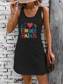 Vestido de verano divertido y colorido para pintar con los dedos - Negro - Ver 1