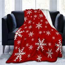 1pc Christmas Theme Super Soft Fleece Blanket, Red Snowflake Print Flannel Blanket, Soft Texture, Warm Function, Practical Throw Blanket For Bedroom, Living Room, Christmas Decor, Office Nap, Camping - Red - View 6