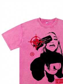 [Y2K Retro T-Shirt] SENLUO Y2K Retro Graphic T-Shirt - 100% Cotton Crew Neck Tee - Casual Street Style Short Sleeve Top With Alphabet Print