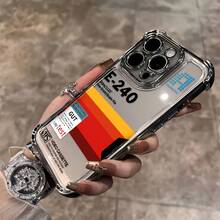 Funda de Teléfono con Patrón de Letras en Color Cálido Gradiente de Moda Adecuada para 16, 15, 14, 13, 12, 11 Pro, X, XR, XS, 8, Plus - Funda Transparente Suave a Prueba de Golpes - Colores mixtos - Ver 4