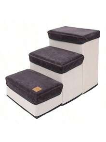 Foldable Pet Stairs, Non-Slip High Capacity Pet Ladder With Thick Bottom Board, Small Dog Stairs With Collapsible Rack - Grey - View 4