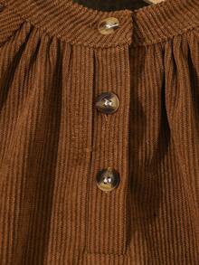 Baby Girls' Solid Color Corduroy Dress, Casual Minimalist Cute Style, Suitable For Daily Wear, Parties, Outings And Photo Shoots, Autumn/Winter