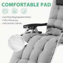 OLIXIS Zero Gravity Chair, Reclining Camping Lounge Chair For Indoor, Reclining Patio Chairs With Cup Holder Trays And Removable Cushion, Folding Recliner For Outdoor, Black - 灰色 - 查看 6