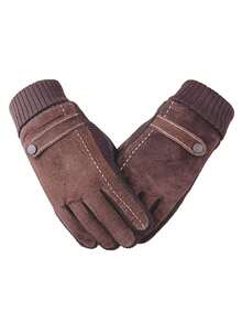 1双冬季保暖加厚皮手套，触摸屏手套，适用于户外、运动、摩托车、防寒秋季装饰