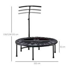 HOMCOM 40" Fitn Trampoline With Adjustable Handle Rebounder Trampoline Mini Jumper For Indoor Exercise Workout Black - Black1 - View 2