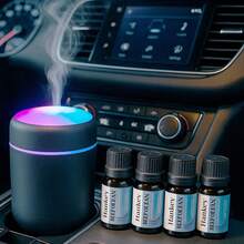 DOVVEE Mini Car Humidifier + 4X DeepOcean™ Oils | Extended Freshness Bundle For Smoke Removal – Breathe Clean With Powerful Ocean Mist (Dark Grey Humidifier*1+ DeepOcean Oil*4 - Màu xanh lam - Xem 12