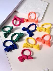 10pcs Girls Bow Decor Hair Tie For Hair Decoration - Multicolor - View 4