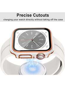 2-In-1 Apple Watch Protective Case, Globally Popular New Product, Apple Watch Screen Protector, PC Hard Material Electroplated Rose Gold Color, Suitable For Apple Watch Ultra 3/2/1, SE, S9/8/7/6/5/4/3/2/1 Series, For Men And Women, Watch Enthusiasts, Replacement SmartWatch 38/40/41mm, 42/44/45/49mm, White Watch Case