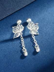 1pc Vintage Chinese Style Tassel Hollow Butterfly Earrings, Lightweight Luxury Chinese Dress Accessories, Versatile & Elegant - Multicolor - View 2