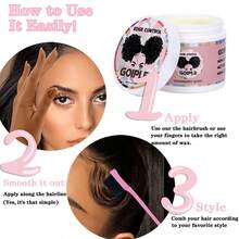 GOIPLE 7pcs Hair Care Set Edge Control Long-Lasting Hold Tames Frizz Rose & Black Castor Oil Nourishes Scalp Strengthens Hair Satin Bonnet Protects Hair Overnight Combs Brushes For Gentle Detangling Bands For Secure Styling For Daily Hair Nourishment & Styling Women With Curly Wavy Coily Hair - Bộ 7 món hoa sen hồng - Xem 6