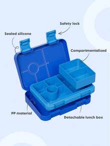Bento Lunch Box – Leakproof Lunch Container with 5 Compartments, Reusable Meal Prep Snack Box, Portion Control Lunchbox for Kids & Adults, School, Office, Travel & Picnic Food Storage - 藍色 - 查看 4
