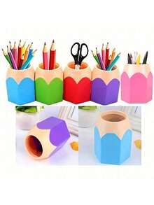 1/2/5pcs Pencil Shaped Cups, Suitable For Classroom Pencil Dispenser, Bulk Cute Pencil Storage Box, Desktop Colorful Makeup Brush Container, Decor For School, Home And Office, Great Back To School Gift, Birthday Gift For Friends, Halloween, Christmas Holiday Present