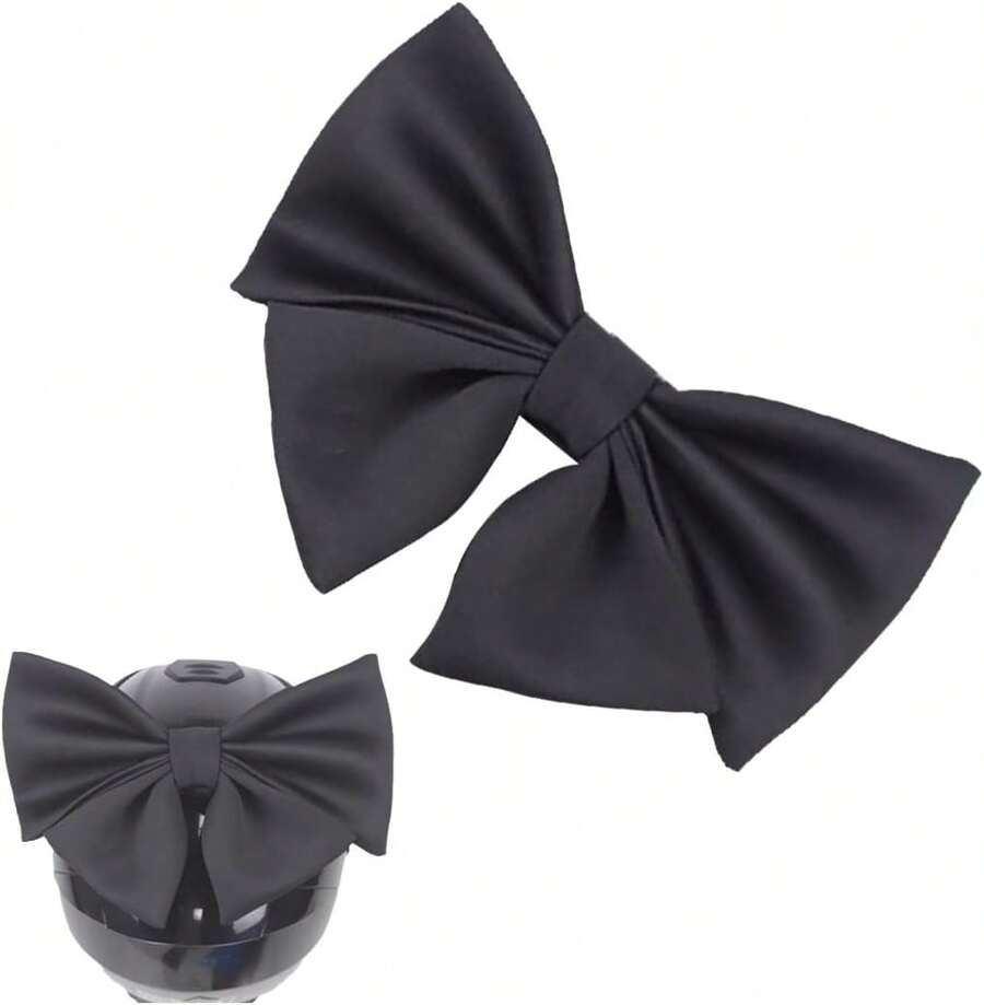 Gift Large Bow Helmet Decorations Cute Helmet Bow Suction Cup Fitted Helmet Accessories For Ski Bike Motorcycle Helmet Black - 1 - 查看 1