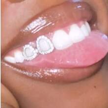 1pc Shiny Copper Micro-Inlaid Zirconia Metal Hip Hop Tooth Jewelry, Fashion Party Accessory, Couples Gift, Stage Prop, Unisex