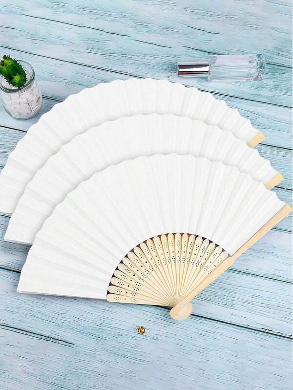 1pc/2pcs/6pcs/12pcs/24pcs Folding Fans,White Paper Hand Fan,Bamboo Fan,White Wedding Folding Fans,The Hand Fan Foldable,White Craft Fan For DIY,Olding White Hand Fan Can DIY Personalized Baby Shower Foldable Paper Fan Portable Party Wedding Supplies Hand Fan Gift Decoration Wedding Fans Handheld Fans