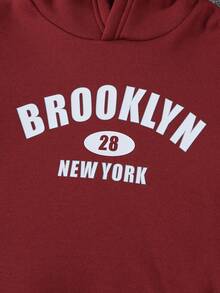 3pcs/Set Boys' Casual Autumn/Winter Letter & Number Print Hooded Sweatshirts, Warm & Fashionable