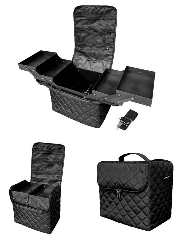 Simple Cosmetic Bag, Large Capacity Nail Polish Cosmetic Storage Organizer Travel Makeup Bag Makeup Organizer Bag Storage Box For Nail Tools School Supplies School Stuff For College Dorm For Student Travel Accessories Travel Essentials,Birthday Gift Christmas, Halloween, Thanksgiving Gift,Valentine's Day Present,Birthday Present (With Free Shoulder Strap) (Zipper Random)