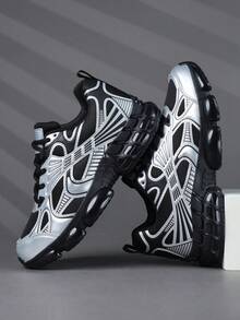 运动鞋男鞋时尚男士运动鞋系带鞋个性银色街头休闲鞋