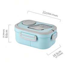 40.5 Oz.Large Salad Bowl,1 Adult Bento Box, Salad Container, Large Salad Bowl, Bento-Style Tray For Toppings, 3 Oz. Sauce Container For Dressing, With Reusable Fork And Knife,Back To School - 便當 - 查看 10