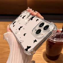 透明なパターンの落下防止スペース電話ケース 17/16E/16/15/14/13/12/11 Pro 16 Plus/16E X/XS/XSMax 用、A14/15/16/25/26/34/35/36/53/54/55/56 用の携帯電話保護カバー、男性と女性に適しており、シンプルな個性、落下防止保護 - クリア - チェックする 2