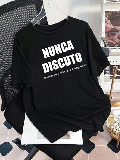 Camiseta gráfica de verano para mujer con texto en español, lema de actitud, frase humorística y estampado de patrones, cómoda y casual para uso diario | Conjunto de verano para mujer, blusas, camiseta gráfica | Blusas de verano para mujer, Blusas de verano, Camisetas de verano para mujer, Blusas gráficas para mujer, Blusas para mujer, Camisetas para mujer