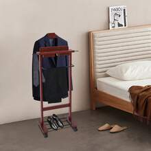 Wood Suit Rack, Freestanding Clothing Stand, Suit Stand With 4 Universal Wheels - Default - View 3