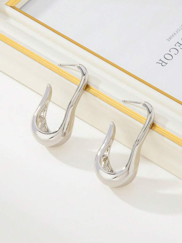 1 Pair Minimalist Line Design Stud Earrings, Fashionable European Style Suitable For Women's Daily Wear - Exaggerated Style - View 9